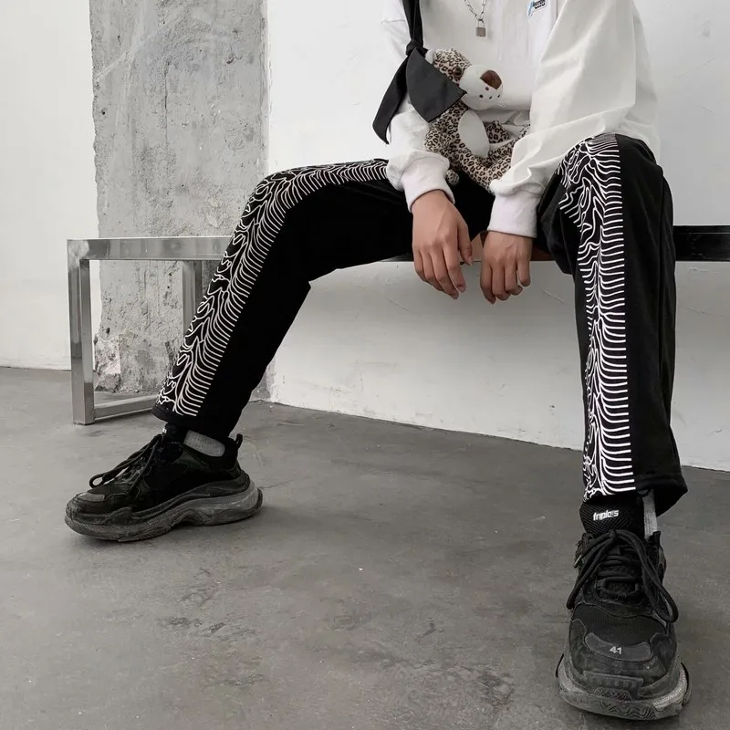 Брюки женские прямые в стиле ретро модные спортивные штаны Корейском уличные