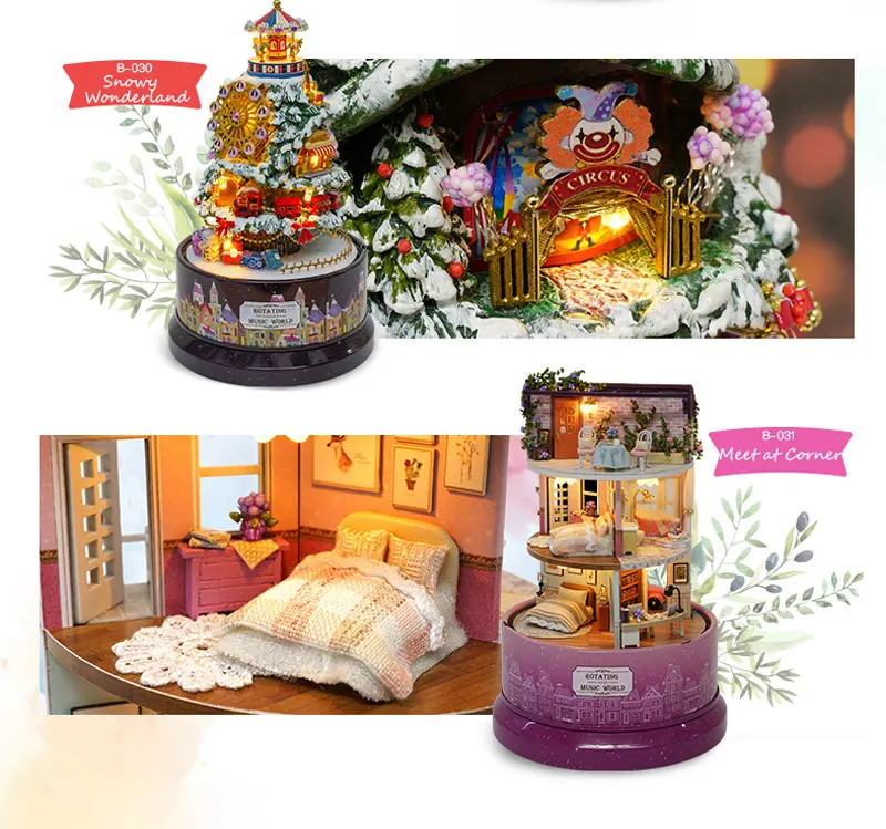 Roombox DIY Миниатюрный Музыкальный кукольный домик с деревянная мебель для дома С Пылезащитным покрытием детские игрушки Классический Рождественский подарок на день рождения