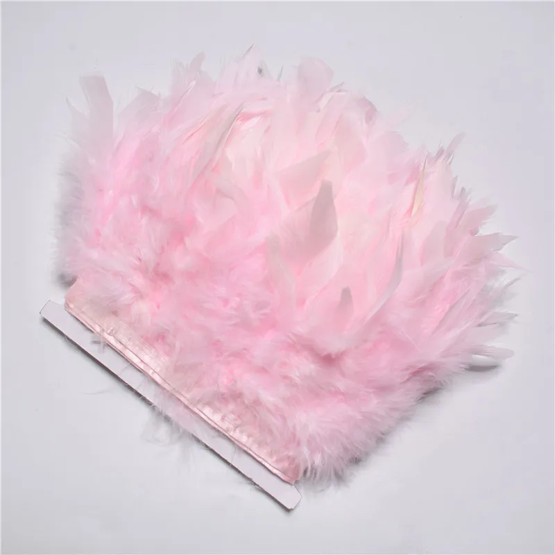 Light Pink 10 метров пушистые красивые перья индейки лента бахрома 4-6 дюймов турецкого Марабу отделка из перьев юбка платье отделка - Цвет: Light Pink