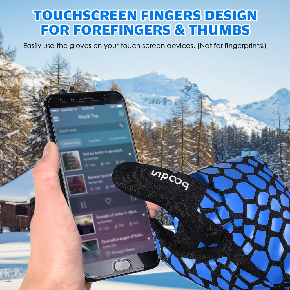 

Winter Ski Snow Gloves Women Men Water Resisatnt Touchscreen Warm Gloves with Drawstring for Snowboarding Skiing Outdoor Sports