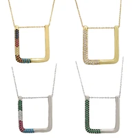 65cm u pendant necklace women choker gold chain rainbow cubic zirconia paved geometric luxury jewelry necklaces anniversary