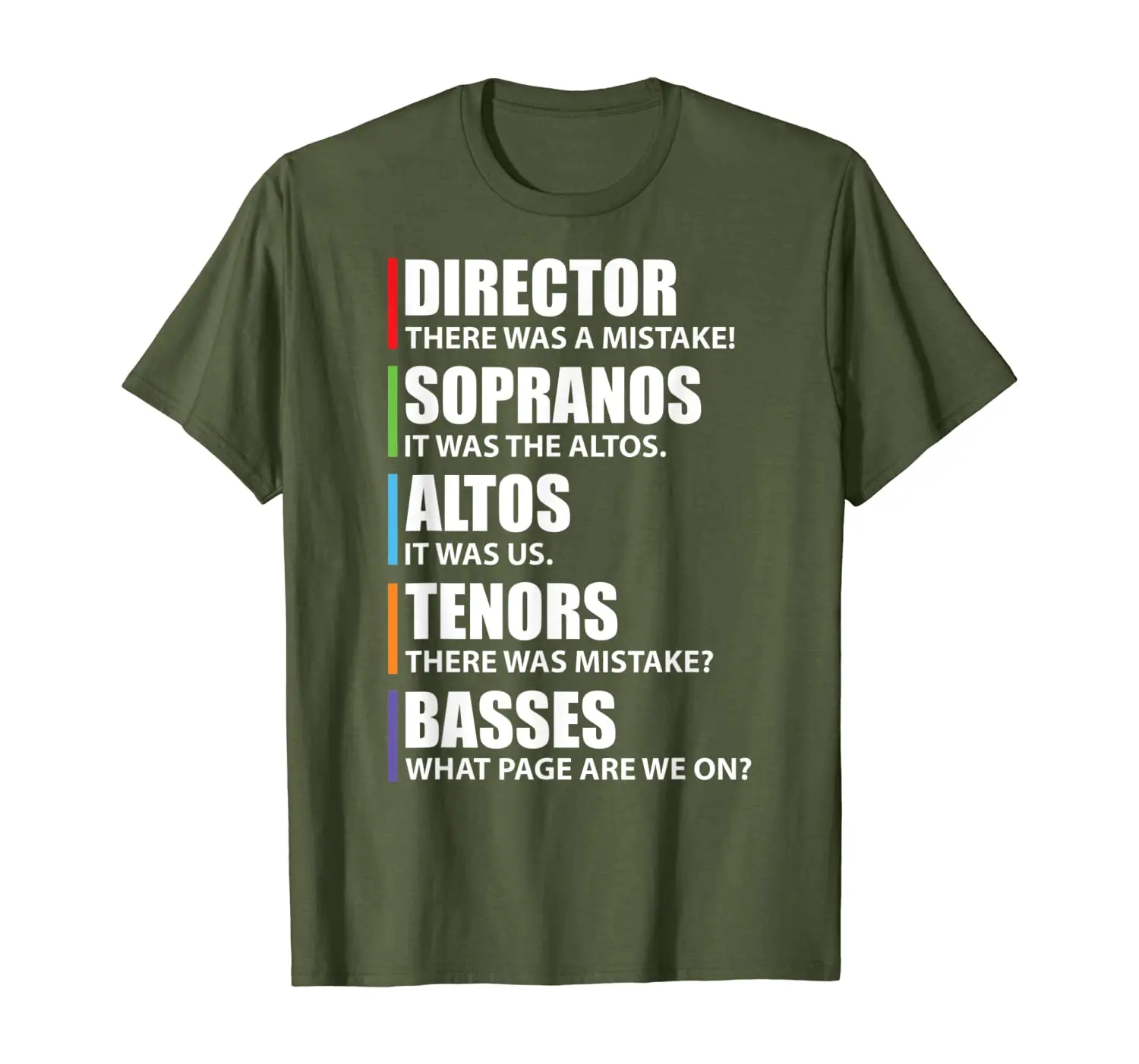

Music Choir Singer Sopranos Altos Tenor Basses Fun T-Shirt
