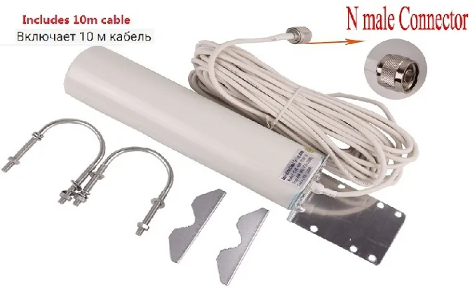 10m cable N-male ZQTMAX 12DBi Omni наружная антенна для 2G 3g 4G 700 800 900 1800 1900 2100 2600 GSM ретранслятор сотовой мобильный Интернет - Цвет: 10m cable N-male