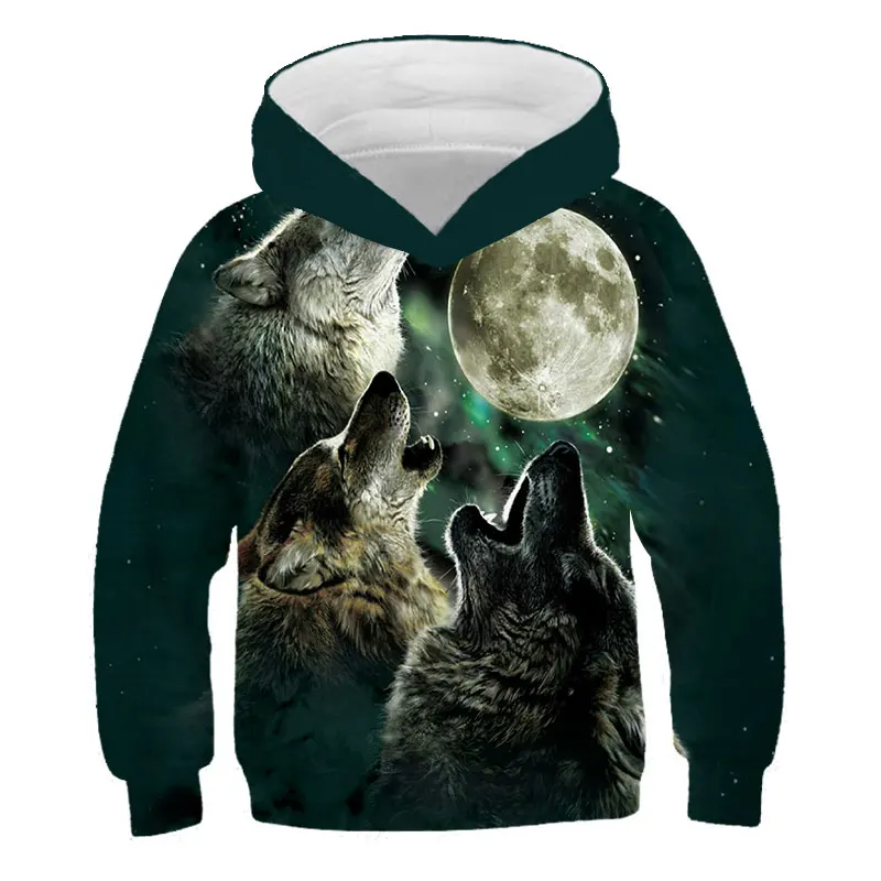 

Fall Animal Printing Children Funny Wolf Hoodies Autumn Fashion Long Sleeve Sweatshirts Baby Boys/Girls Kids Casual Clothes