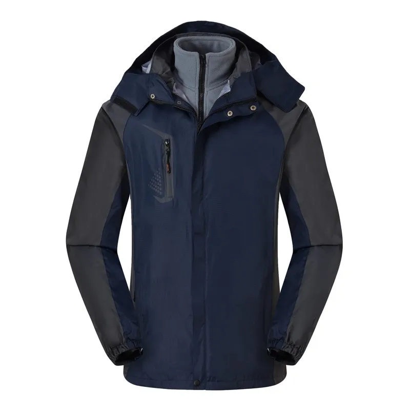 Зимняя мужская двухкомпонентная Лыжная куртка с флисовой подкладкой капюшоном