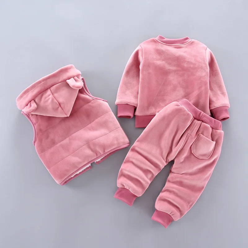 Комплект одежды для маленьких мальчиков и девочек зимний флисовый детский худи с