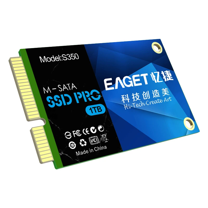 EAGET S350 твердотельный накопитель SSD 128 ГБ/256 ГБ/512 ГБ/2 ТБ/1 ТБ M-SATA скорость чтения 500 МБ/с./с Внутренний твердотельный накопитель