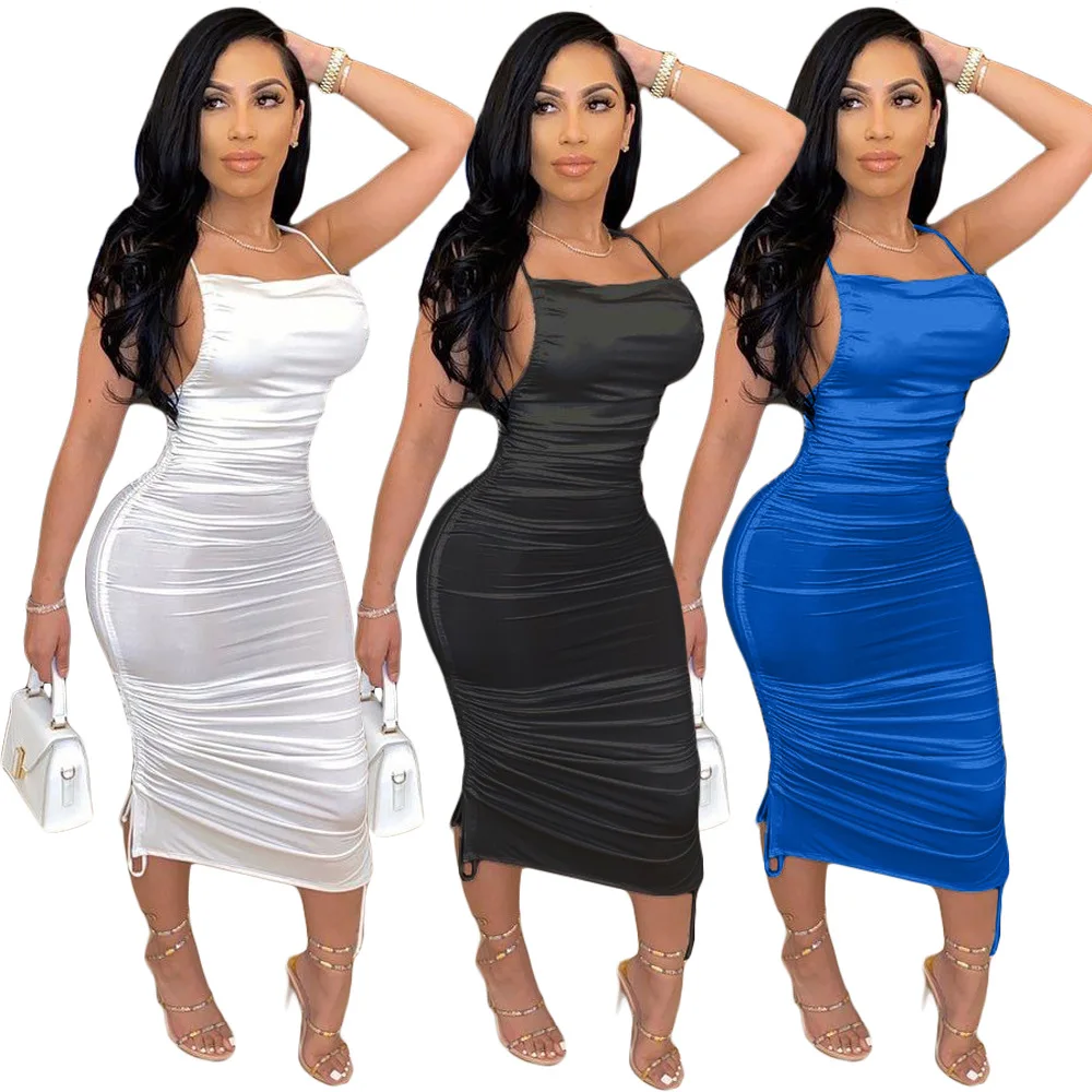 

2021 Woman Dress Fashion Newest Sexy Slip Backless Middle Waist Office Lady