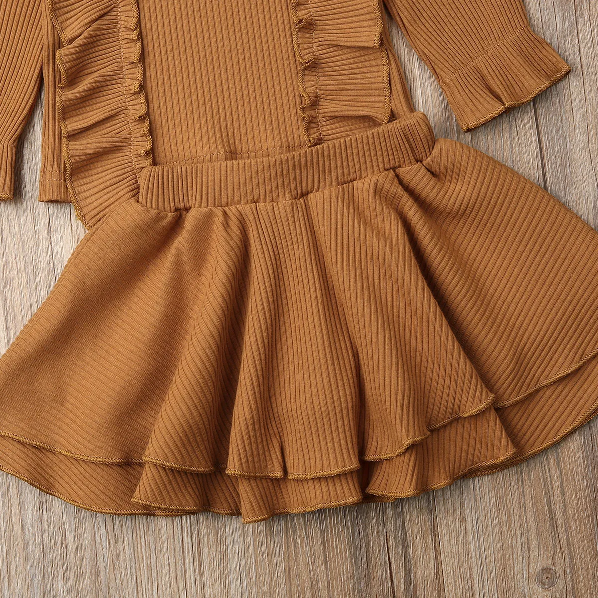 Изысканная одежда для девочек осенняя маленьких вязаные топы с длинными