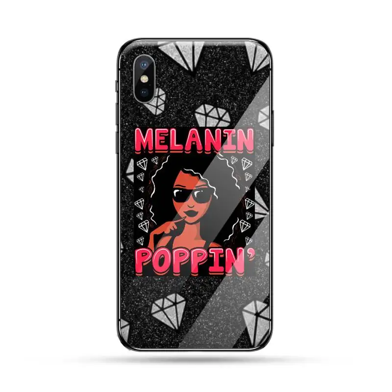 

design cute funny black girl Phone Case Tempered glass For iphone 5C 6 6S 7 8 plus X XS XR 11 PRO MAX