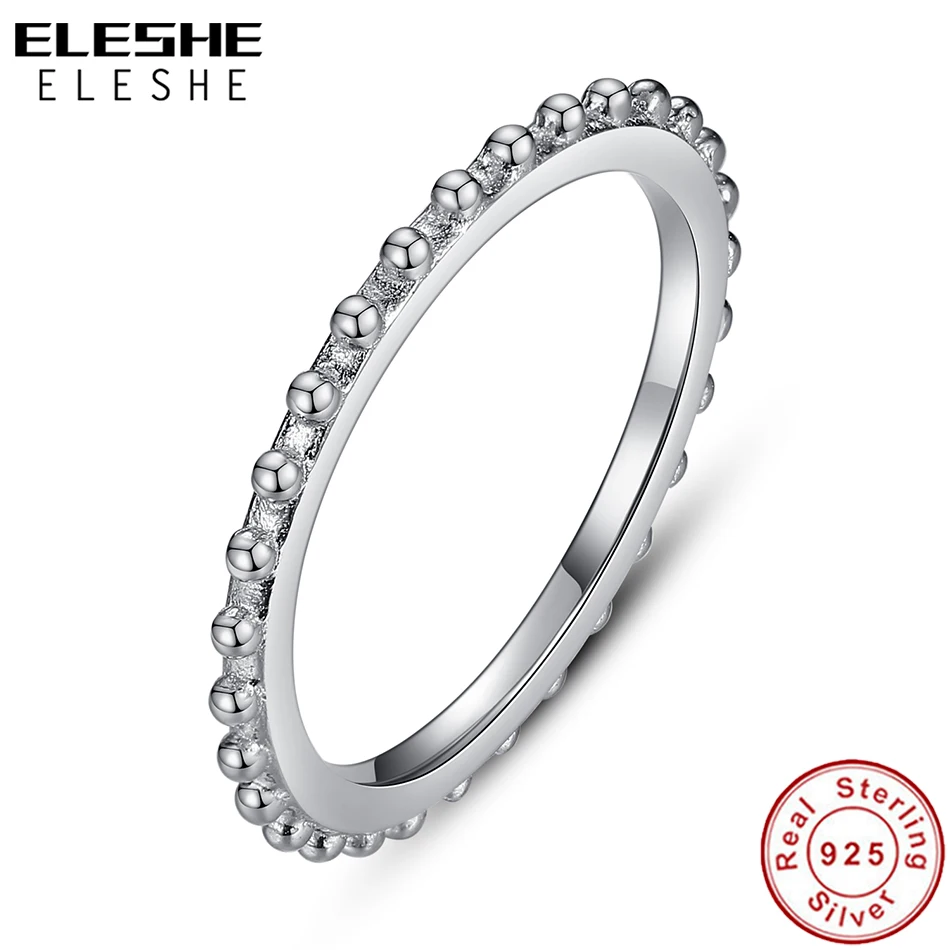 ELESHE, в стиле панк, оригинальные, 925 пробы, серебряные кольца, простые, штабелируемые, из бисера, на палец, для женщин, свадебные, минималистичные ювелирные изделия