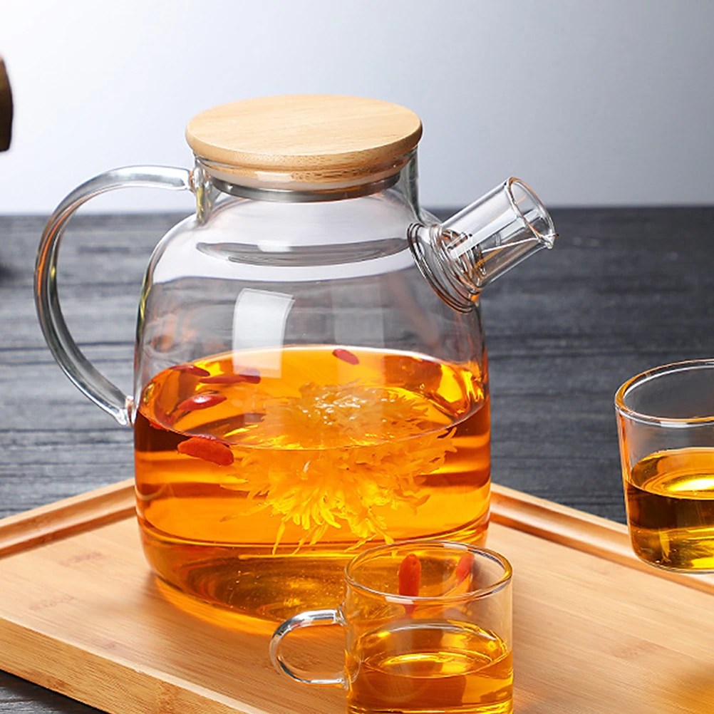 

1pc 1.8L Large Capacity Transparent Glass Teapot Home Heat-Resistant Water Kettle Kung Fu Tea Pot Multi-purpose Cold Water Jug