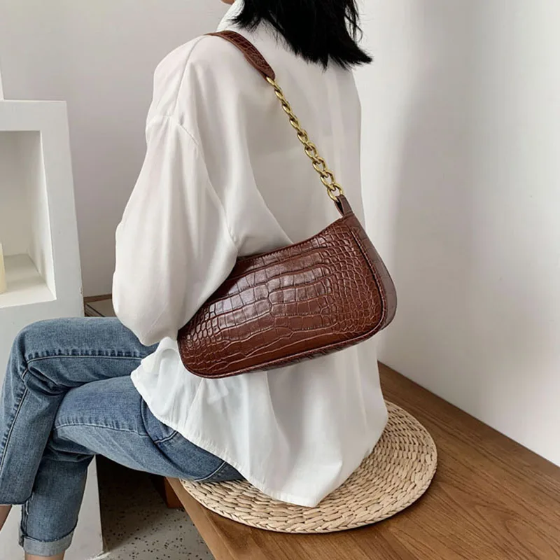 

Alligator Pattern Fashion Crossbody Bag for Women Chain Leather Patchwork Ladies Shoulder Bags B772