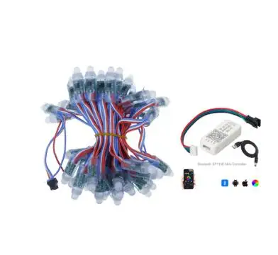 with bluetooth 50 шт. 12 мм WS2811 IC RGB полноцветные пиксели USB светодиодный модуль WiFi bluetooth цифровой адресный 5 в Водонепроницаемая струнная лампа - Цвет: with bluetooth