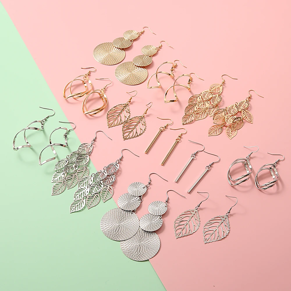 2020 Trend Leaves Drop Earrings Fashion Golden Silver Color Unusual Dangle Geometry for Women New Year Wedding Gifts |