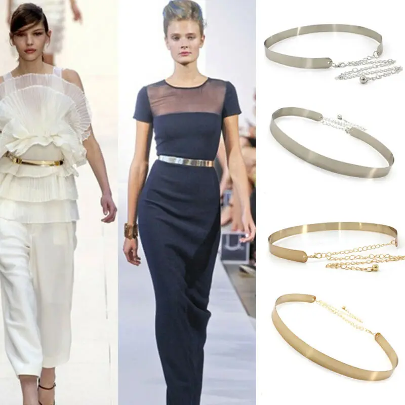 

2020 New Hot Women Belts for Woman Gold Silver Brand Belt Classy Chain Femme Belt Ladies Apparel Accessory