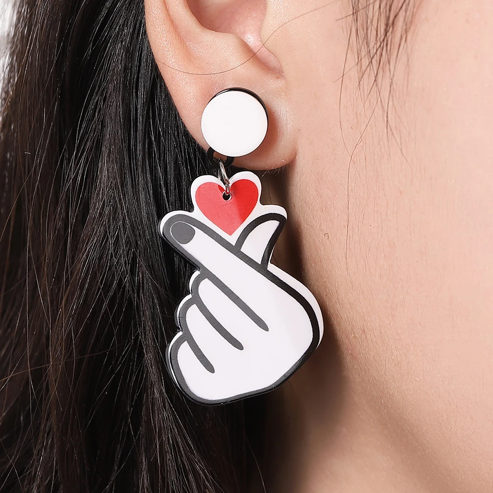 

WYBU Newest Romantic Heart Gesture Drop Earring For Girl Women Shape Of Heart By Hand Earring Ear Jewellery Birthday Gift