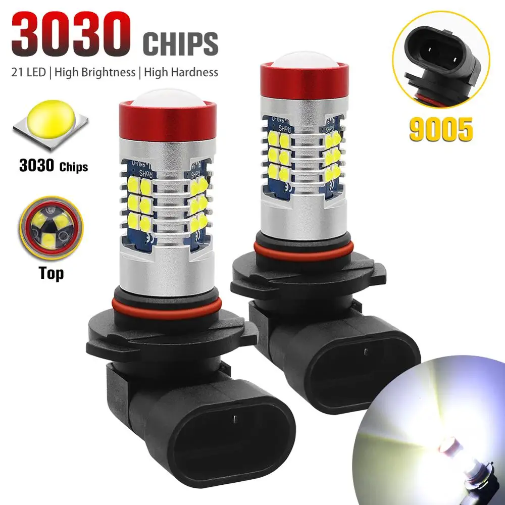 2 шт. 9005 HB3 светодиодный Противотуманные фары 21 чип 3030 SMD высокая яркость 6000K белая
