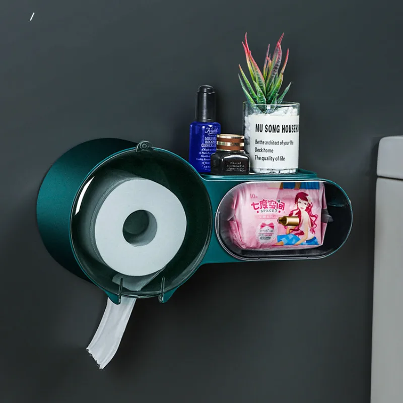 

Rolling Tray Toilet Paper Holder Creative Wall Toilet Paper Dispenser Waterproof Uchwyt Na Papier Bathroom Shelves DE50CZH