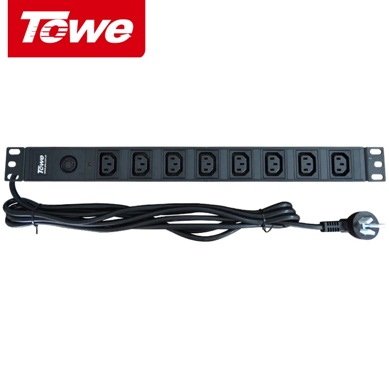 Блок распределения питания TOWE PDUs 19 дюймов EN10/I812P 10A 8 каналов IEC320 C13 с защитой от
