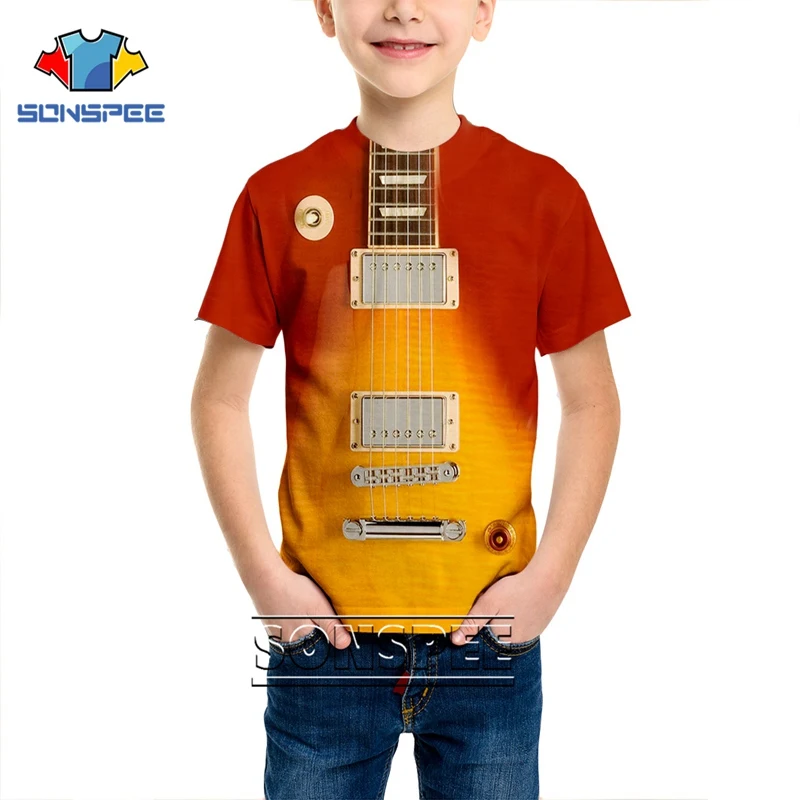 Футболка с 3D принтом для мужчин и женщин аниме футболка гитарным басом Детские