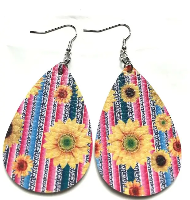 Модные серьги 3 слоя градиентные кожаные висячие в виде капель футбольного типа