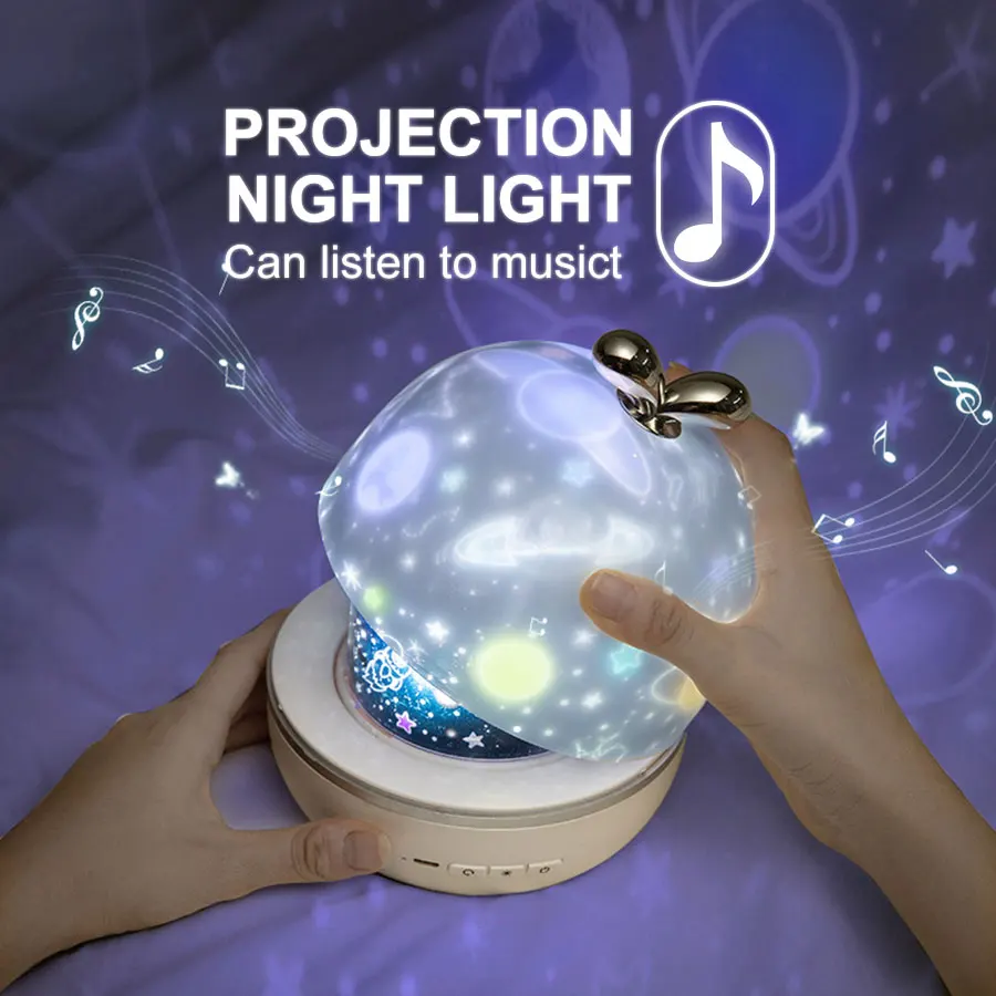 

Music Projector Night Light With BT Speaker Chargeable Universe Starry Sky Rotate LED Lamp Colorful Flashing Star Kids Baby Gift