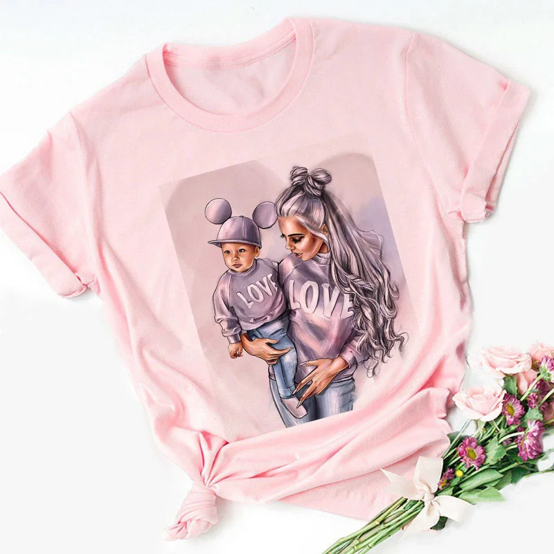 

Pullover Women's Short-sleeved T-shirt Super Mom Print T-shirt 2021 Summer New Style Comfortable And Versatile Em*