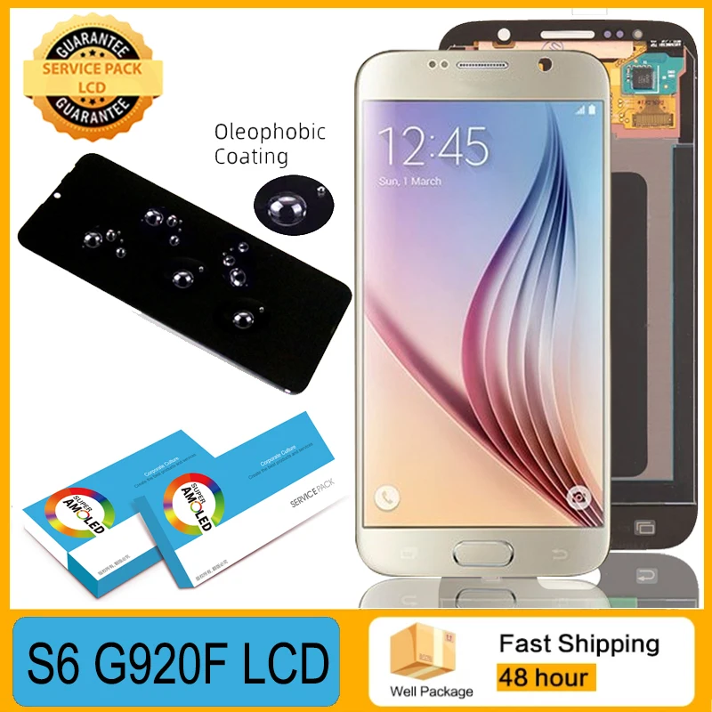100% Оригинальный 5 1 ''Super AMOLED LCD S6 для SAMSUNG GALAXY G920 SM G920F G920FD сенсорный экран