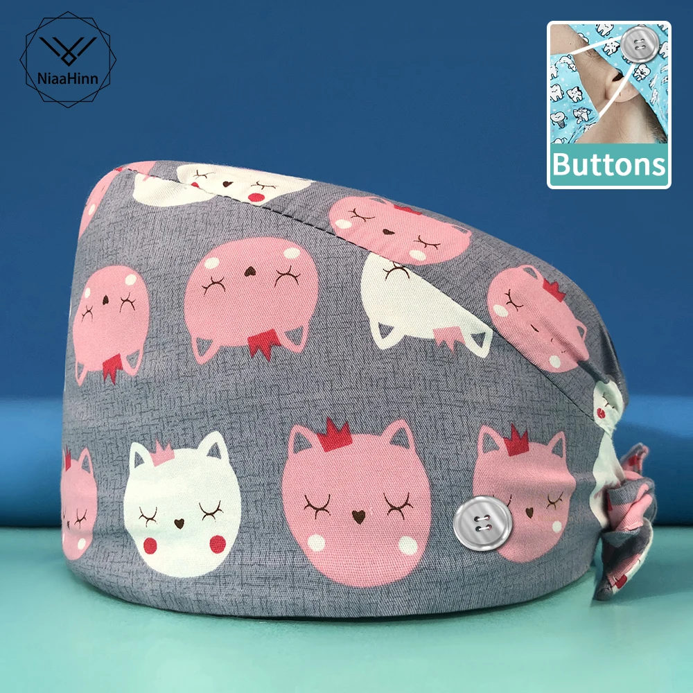 

Cartoon animal pattern work cap dustproof clean scrub baotou work care cap hot sale Cappuccio chirurgico