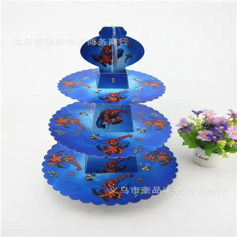 cake stand-1pcs "Человек-паук" 1st День рождения поставки праздничные украшения: воздушные шары пользу с принтом Человека-паука скатерть детский душ Декор посуда для маленьких мальчиков - Цвет: cake stand-1pcs