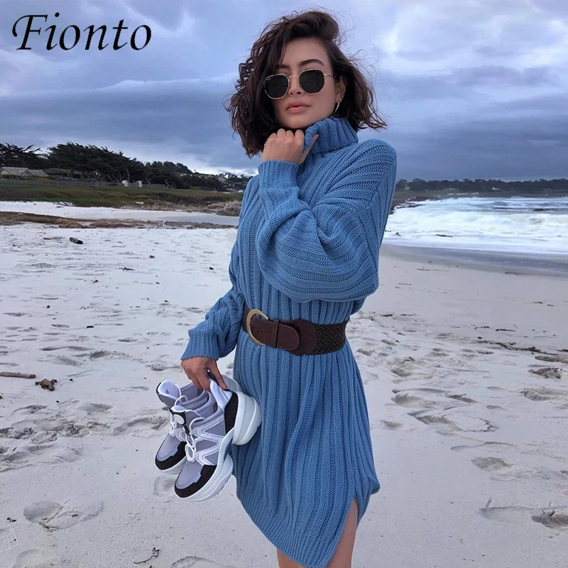 Fionto элегантное вязаное платье для женщин осень черепаха средства ухода за кожей