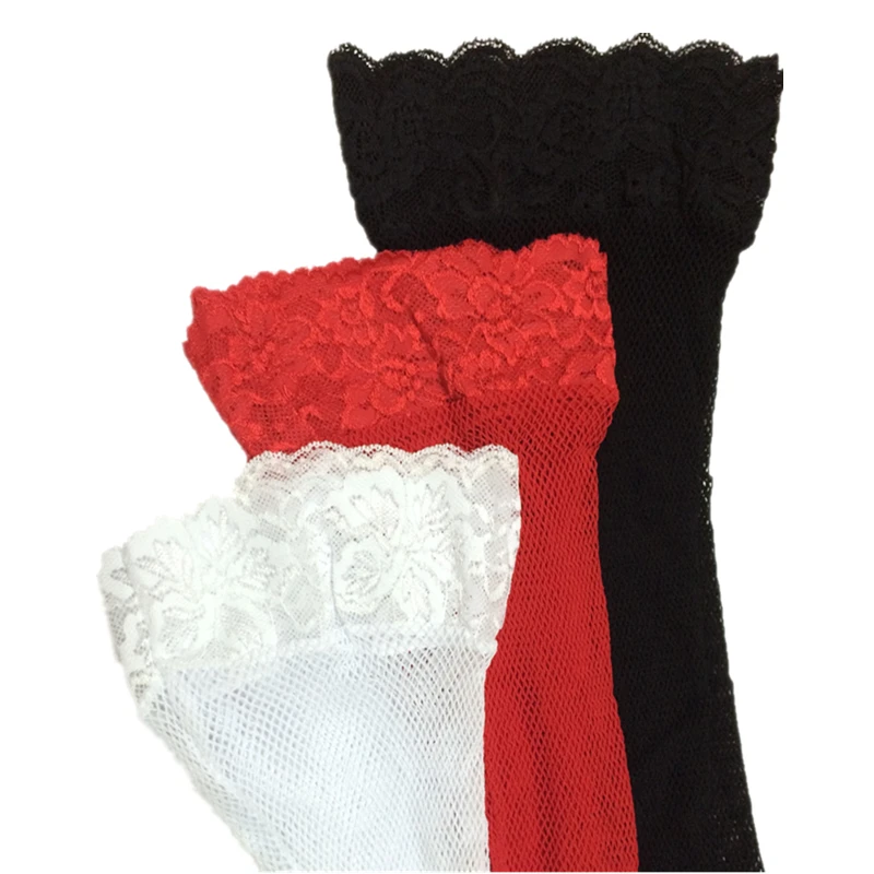 Высококачественные эластичные пикантные чулки в сеточку кружевные высокие до