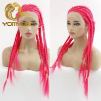 Yomagic Synthetic Light Pink13X3 Lace Front Wigs With Baby Hair Heat Resistant Lace Wigs For Women Pre Plucked Braided