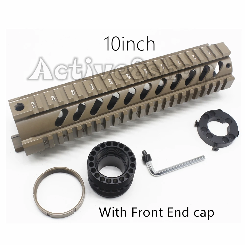 Tan 7/10/12/15 ''свободный поплавок Handguard Keymod с наклонным отверстием Quad Rail Mount AR .223/5.56