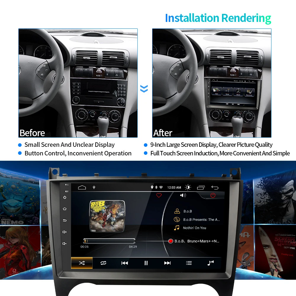 2 Din Автомобильный мультимедийный плеер Android GPS Авторадио для Mercedes Benz C Class W203 C200 C230