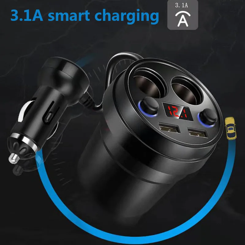 Двойной USB порт 2 способ Авто прикуривателя автомобиля гнездо сплиттер зарядное