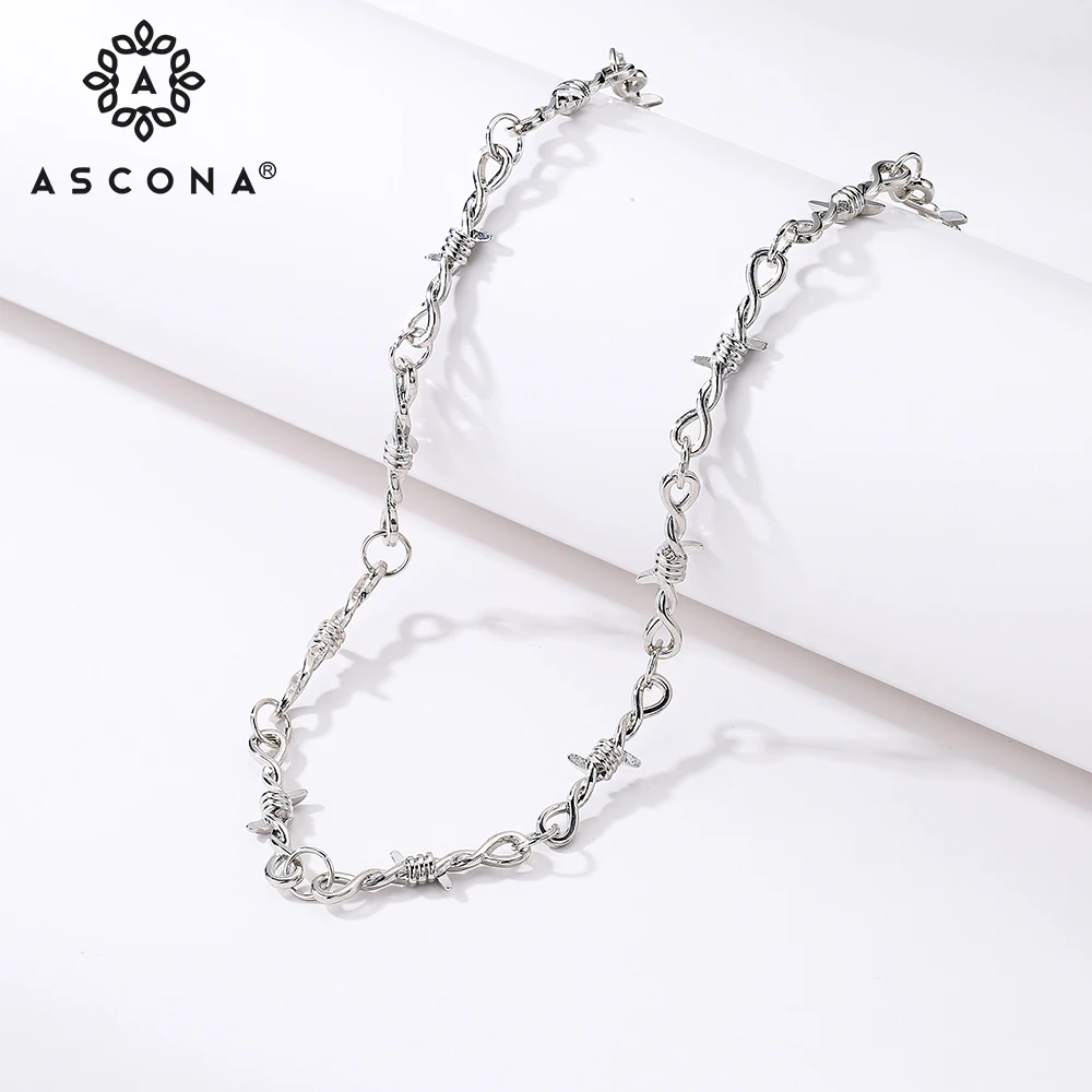 

ASCONA Stainless Steel Pendant Hip Hop Bramble Style Necklace Silver Plated Punk Style Birthday Gift Hip Hop Jewelry