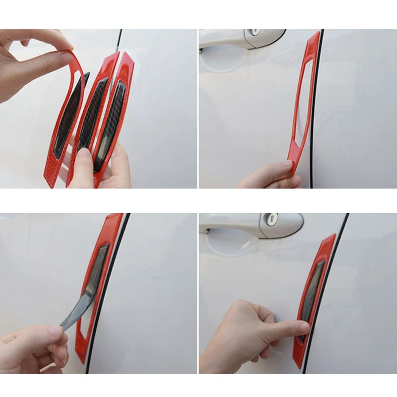 4 шт. Супер красные светоотражающие наклейки черные полосы из углеродного