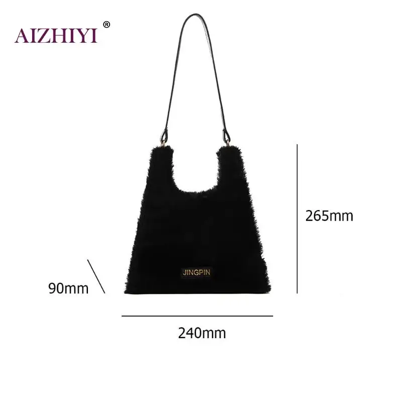 

Women Bags Fashion Retro Casual Handbag Female Plush Solid Color Shoulder Shopping Bag Totes