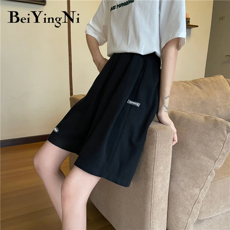 

Beiyingni 6 Colors Slim Loose Casual Harajuku College Style Shorts Womans High Waist Wide Leg Shorts Female Thin Sports Shorts