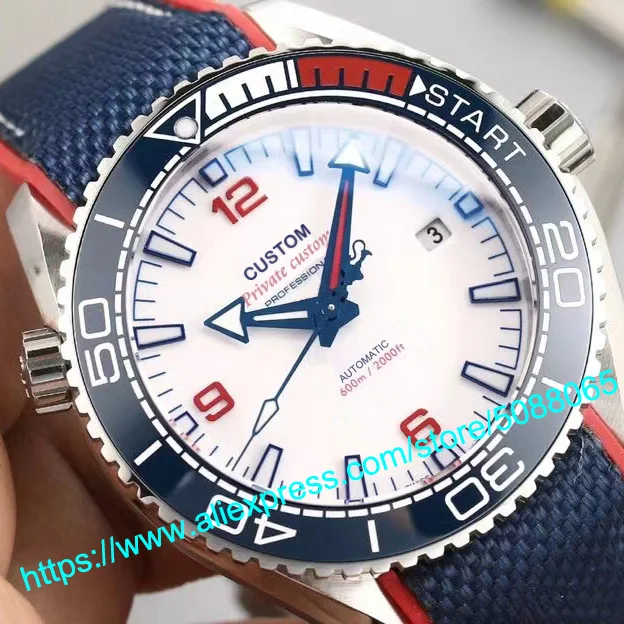 

42mm Men's Watch Automatic Mechanical Stainless Steel Sapphire Glass Ceramic Bezel diver watch luminous canvas strap