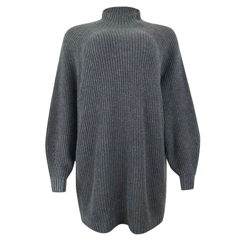 Женский свитер с высокой талией Свободный пуловер водолазка длинным рукавом