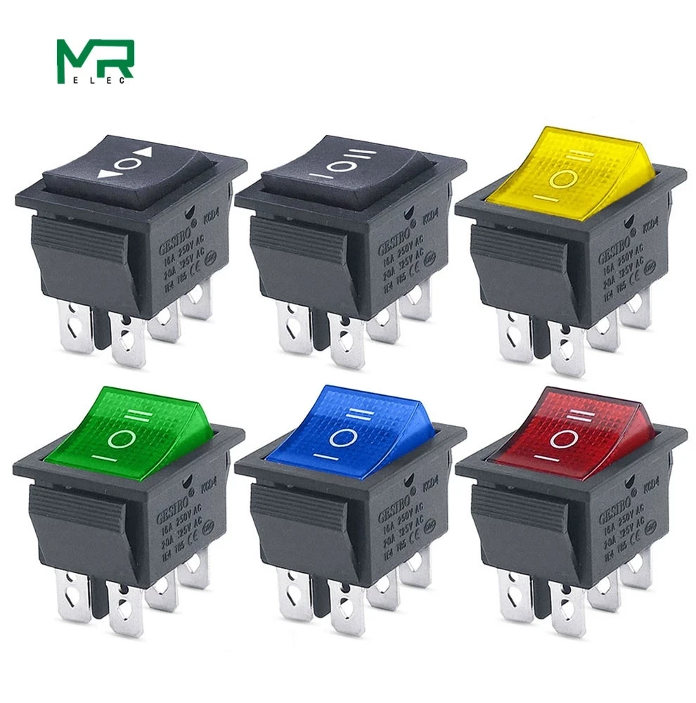 

KCD4 1PCS Rocker Switch Power Switch ON-OFF-ON 3 Position 6 Electrical equipment With Light Switch 16A 250VAC/ 20A 125VA