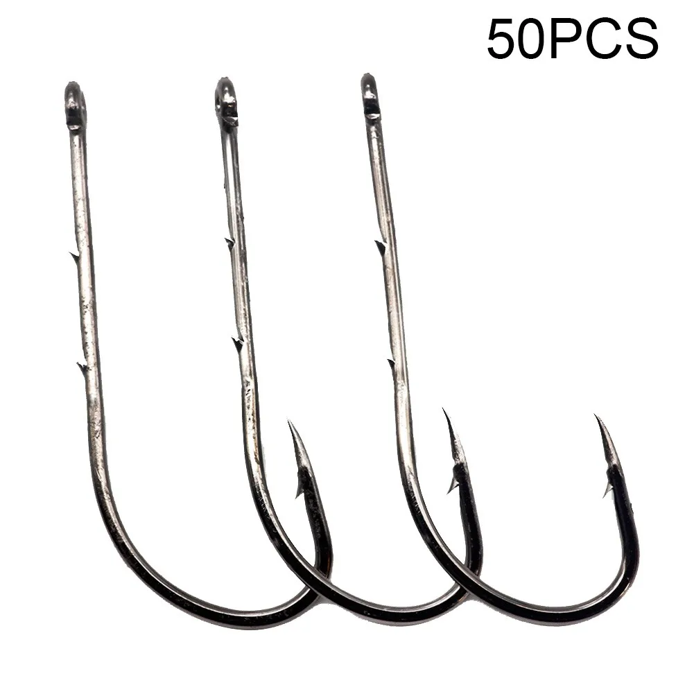 

50pcs Fish Baitholder Hook Fishing Jig Hooks Worm Bait Holder High Carbon Steel Fishing Hook Iscas Pesca Fish Tackle Accessories