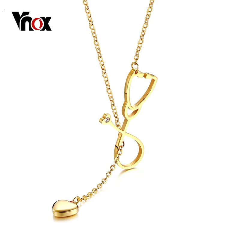 Vnox элегантный стетоскоп обруч Ожерелье Подвеска женское длинное ювелирное