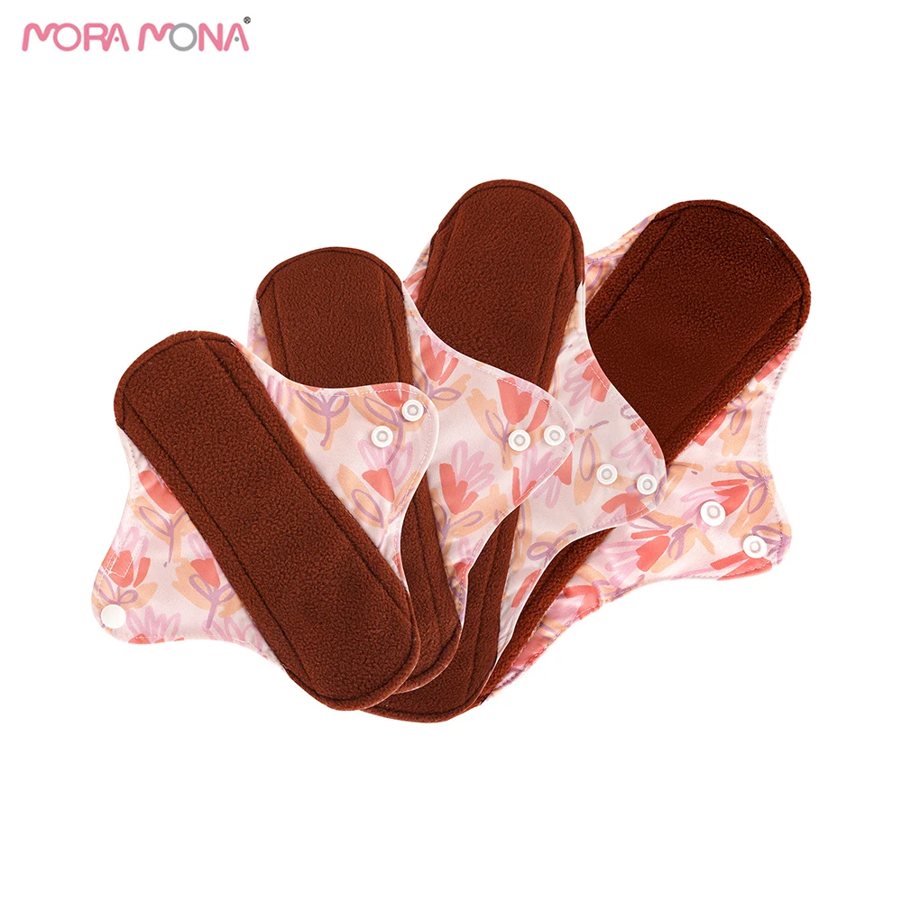 

Mora Mona 4 Pcs Sanitary Pad Coffee Fleece Cloth Menstrual Pads Reusable Washable Panty Liners Soft And Comfortable