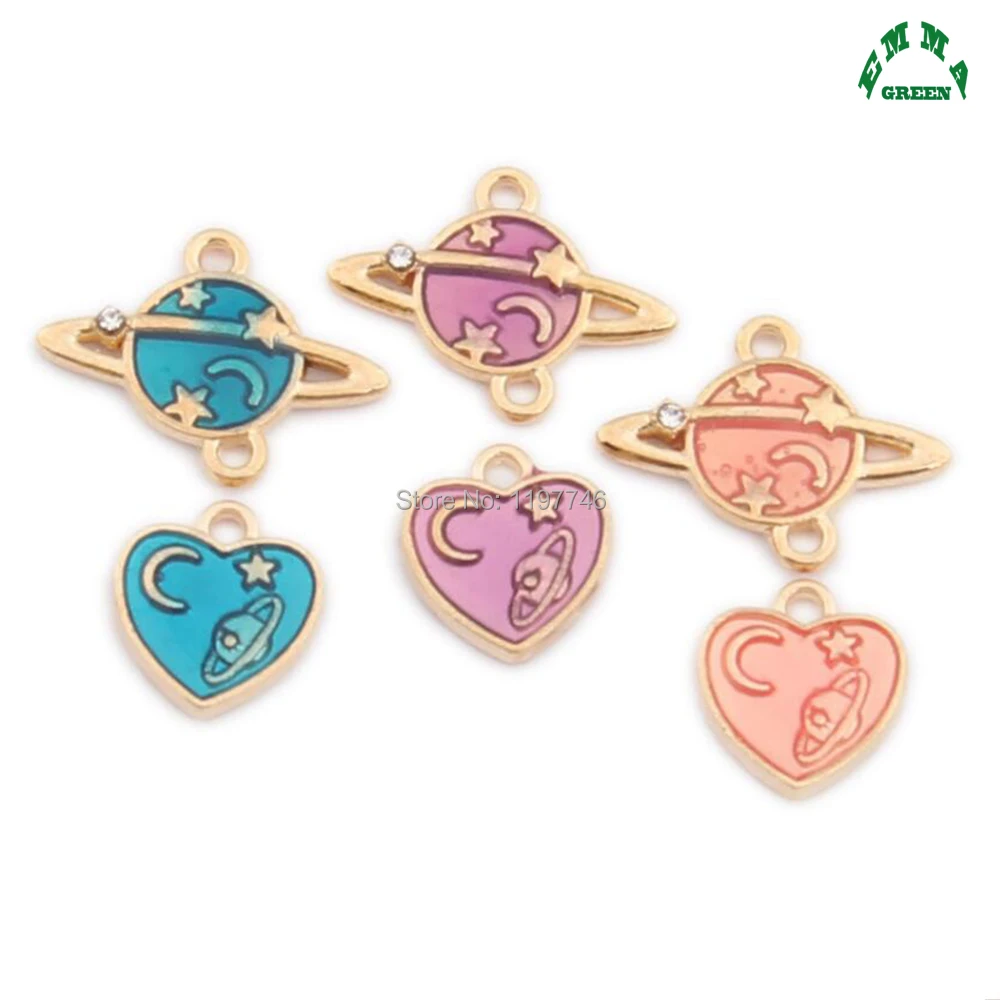 Вселенная золотые амулеты Спутниковое Сатурн эмалью в виде металлической