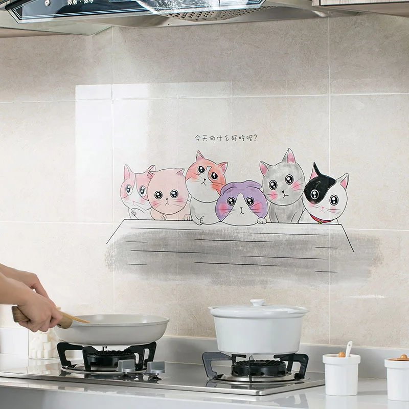 Мультяшные маслостойкие настенные Стикеры кухонные обои водонепроницаемые