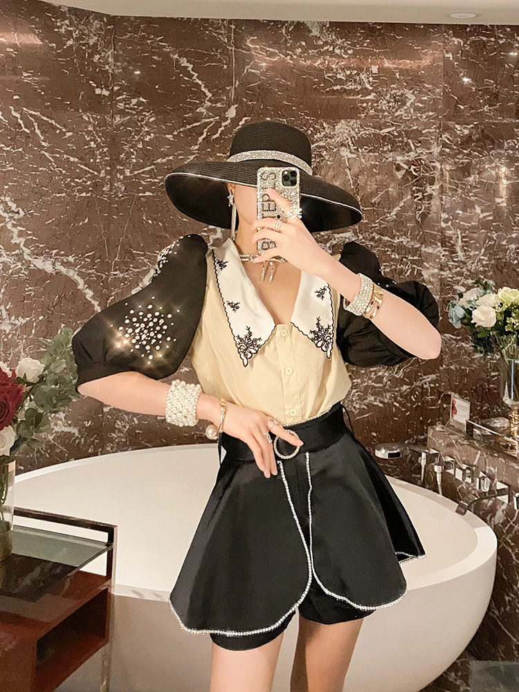 Summer Hepburn style suit light mature style women's wear 2020 new shorts, two pieces of foreign style, European goods